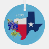 Ornement du Texas State Outline et Bluebonnets (Verso)