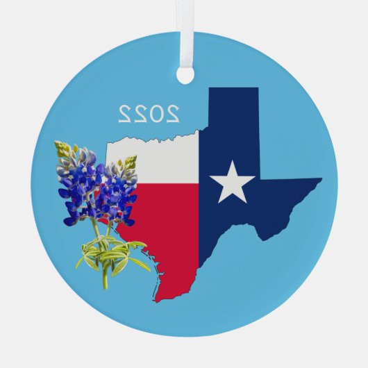 Ornement du Texas State Outline et Bluebonnets (Verso)