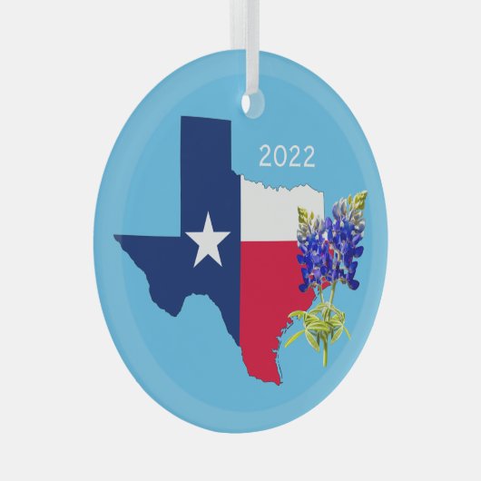 Ornement du Texas State Outline et Bluebonnets (Avant droite)
