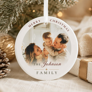 Ornement élégant de Noël avec photo de famille