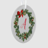 Ornement en Acrylique Initial de Couronne de Noël (devant)
