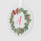 Ornement en Acrylique Initial de Couronne de Noël (devant)