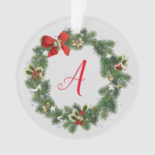 Ornement en Acrylique Initial de Couronne de Noël
