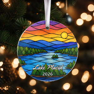 Ornement en acrylique personnalisé de Lake Placid,