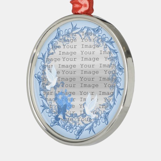 Ornement en argent rond personnalisé par colombe (Gauche)