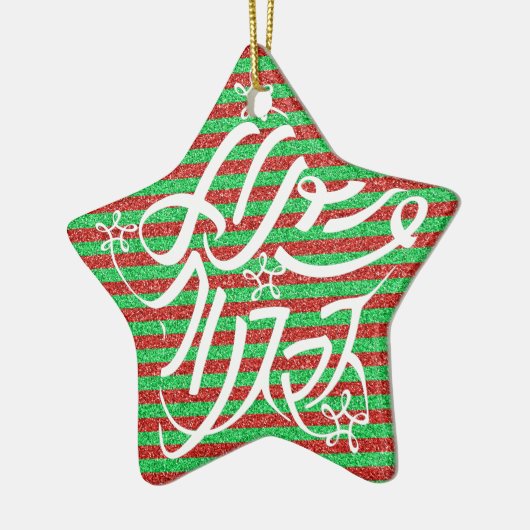 ORNEMENT EN CÉRAMIQUE 星形メリークリスマスのタイポグラフィーと他8言語 (Gauche)