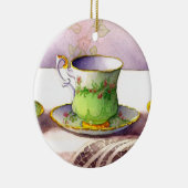 Ornement En Céramique 0001 Teacup on Lace Ornament (Droite)
