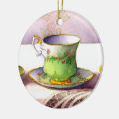 Ornement En Céramique 0001 Teacup on Lace Ornament (Gauche)