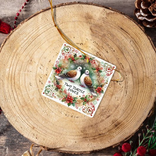Ornement En Céramique 12 Jours de Noël Deux tourterelles