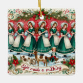 Ornement En Céramique 12 Jours de Noël Huit servantes au lait (Devant)