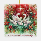 Ornement En Céramique 12 Jours de Noël Sept Cygnes une natation (Devant)
