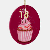 Ornement En Céramique 18e anniversaire - Cupcake rose (Droite)