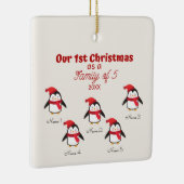 Ornement En Céramique 1er Noël en famille de 5 manchots (Droite)