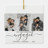 Ornement En Céramique 1er Noël Engagé 3 Photo Collage Gris Script (Dos)