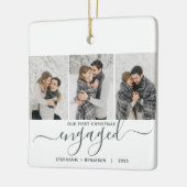 Ornement En Céramique 1er Noël Engagé 3 Photo Green Script (Gauche)