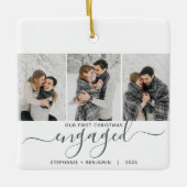 Ornement En Céramique 1er Noël Engagé 3 Photo Green Script (Devant)