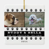 Ornement En Céramique 1er Noël Ensemble 2 Chiens Paw Photo Keepsaké (Dos)