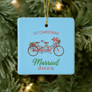 Ornement En Céramique 1er Noël Marié 2025 Jeune couple marié