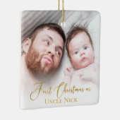 Ornement En Céramique 1er Noël Personnalisé Comme Oncle 2 Photo Gold Scr (Droite)
