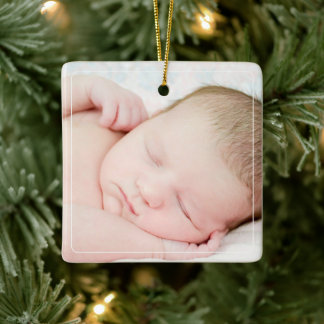 Ornement En Céramique 1ère photo personnalisée de Noël du bébé |