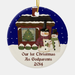 Ornement En Céramique 2014 notre ęr Noël comme parrains