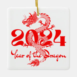 Ornement En Céramique 2024 Année du Nouvel An chinois du Dragon