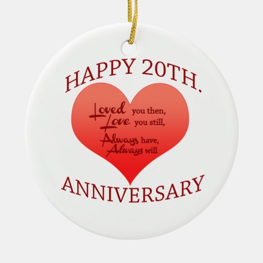 Ornement En Céramique 20ème. Anniversaire (Devant)
