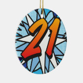 Ornement En Céramique 21 Birthday Fun Retro Comic Book (Droite)