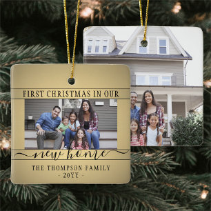 Ornement En Céramique 2 Photo Nouveau Accueil Premier Noël Faux Or et No