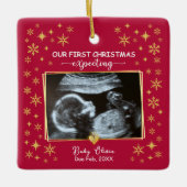 Ornement En Céramique 2 photo Ultrasound 1er Noël Attente Keepsaké (Devant)