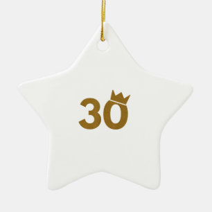 Ornement En Céramique 30 Couronne d'or - 30e cadeau d'anniversaire