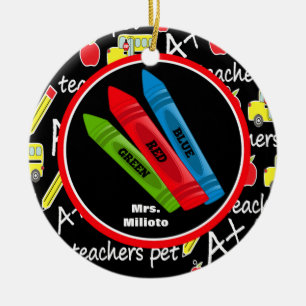 Ornement En Céramique 3 Colorful Crayons Teacher Christmas Ornament
