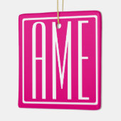 Ornement En Céramique 3 Initiales Monogramme | Blanc sur rose chaud (Gauche)