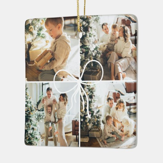 Ornement En Céramique 4 Photo Bow Wrap Christmas Family Keepsake (Gauche)