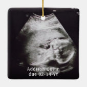 Ornement En Céramique 4 Photo Grossesse Nouveaux parents 1er Noël (Dos)