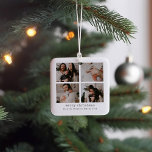 Ornement En Céramique 4 Photo Joyeux Noël<br><div class="desc">Appréciez votre décor de vacances avec cet ornement en céramique de Noël 4 Photo Joyeux. Ce design intemporel et élégant vous permet de présenter vos photos de vacances chères. Ajoutez une touche personnalisée à votre sapin de Noël ou créez un cadeau mémorable pour vos proches. Pour modifier les détails, cliquez...</div>