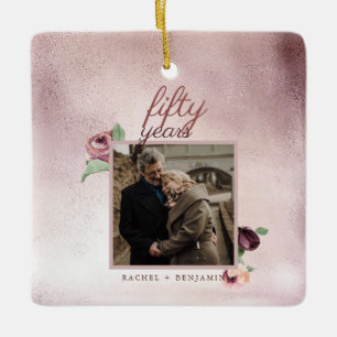 Ornement En Céramique 50 ans Mariage Anniversaire Rose Parties scintilla