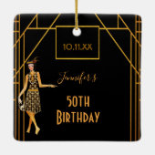 Ornement En Céramique 50e anniversaire or noir rugissant art déco des an (Dos)