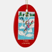 Ornement En Céramique 7 cygnes une natation (Droite)