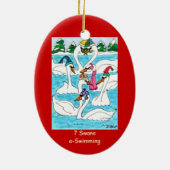 Ornement En Céramique 7 cygnes une natation (Dos)