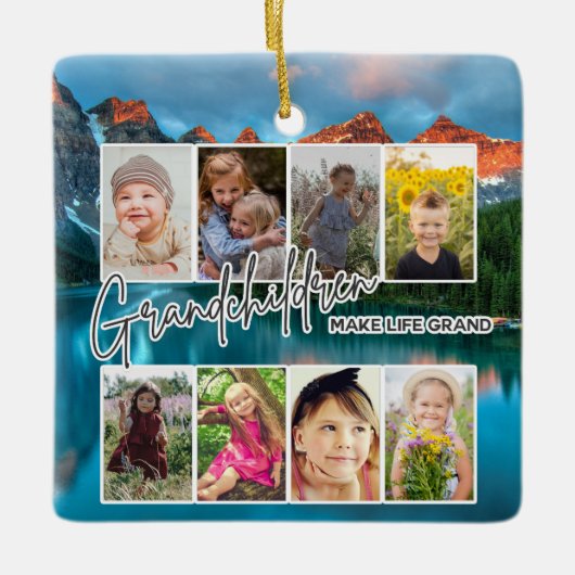 Ornement En Céramique 8 Photo "Les petits-enfants font la vie grand" (Devant)