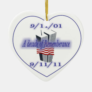 Ornement En Céramique 9-11 10ème souvenir d'anniversaire