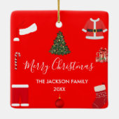 Ornement En Céramique A Cozy Christmas Gathering Set on Warm Red (Dos)