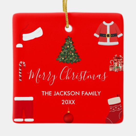 Ornement En Céramique A Cozy Christmas Gathering Set on Warm Red (Devant)