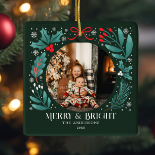 Ornement En Céramique À feuillage persistant hiver Botanique Photo de No