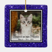 Ornement En Céramique À jamais dans nos cœurs Bleu Pailleté Mémorial de (Dos)