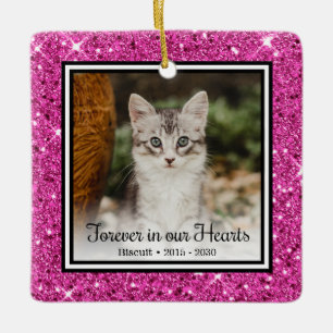 Ornement En Céramique À jamais dans nos cœurs Mémorial de chat rose pail