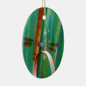 Ornement En Céramique A teal Eyed Dragonfly with cattails (Droite)