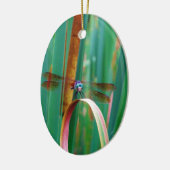 Ornement En Céramique A teal Eyed Dragonfly with cattails (Gauche)