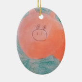 Ornement En Céramique #ABC Art par les enfants, porc rose orange (Dos)